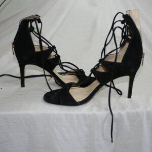 Mark Fisher Benete Black Suede Lace-Up Stiletto Heels – Size 7M